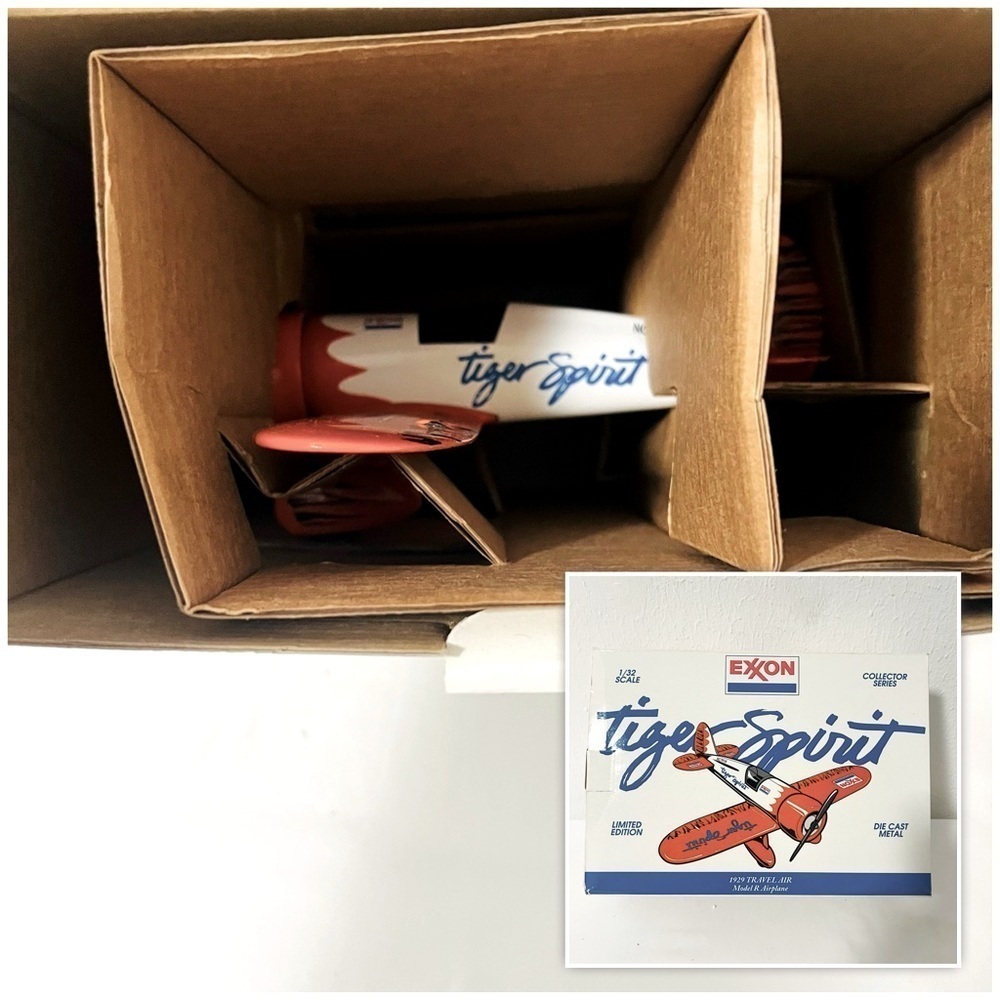 EXXON "Tiger Spirit" 1929 Die Cast Metal Travel Air Airplane Bank Collectors